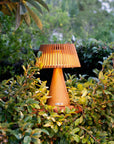 Outdoor solar lamp embedded in green foliage