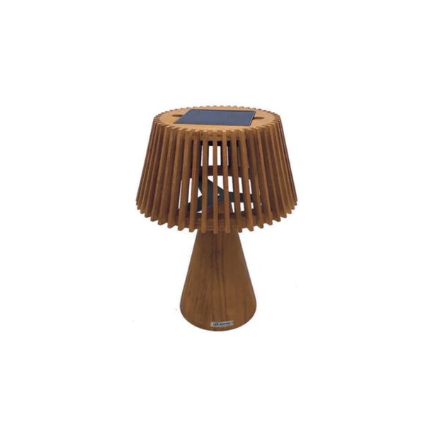 Wooden outdoor solar lamp on a white background by Les Jardins available at Spacio retail stores in Mumbai & Kolkata.  