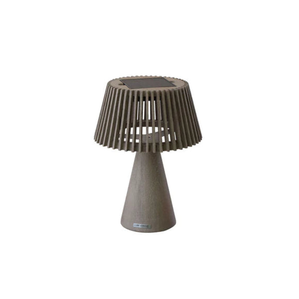 Brown outdoor indoor solar lamp with textured design on a white background by Les Jardins available at Spacio retail stores in Mumbai & Kolkata.  