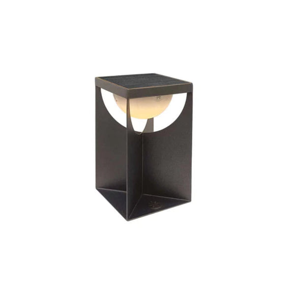 Black outdoor table lamp with a white background by Les Jardins available at Spacio retail stores in Mumbai & Kolkata.  