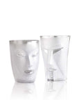 Maleras Crystal Electra Tumbler Clear with Kubik Tumbler from Masque collection on a white back ground for modern interiors available at Spacio India from the Drink ware of Bar Accessories Collection.
