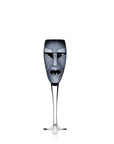 Maleras Crystal Champagne Glass Kubik Black from Masque collection on a white back ground for modern interiors available at Spacio India from the Drink ware of Bar Accessories Collection.