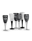 Maleras Crystal Champagne Glass Kubik Black with other drink ware accessories from Masque collection on a white back ground for modern interiors available at Spacio India from Bar Accessories Collection.