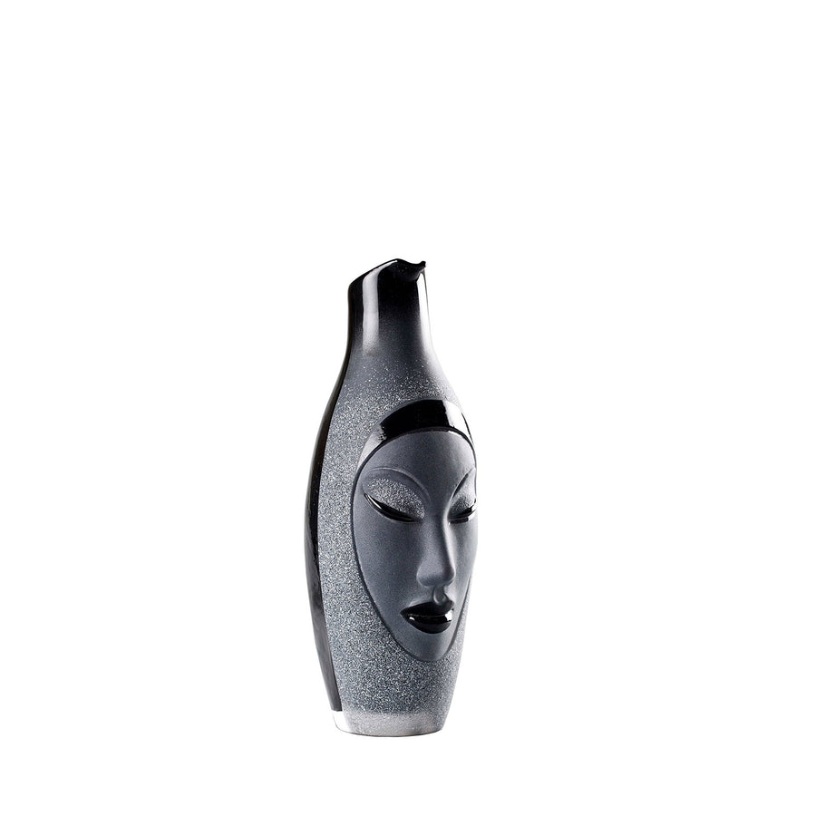 Side look of Maleras Crystal Electra Black Decanter from Masque collection on a white back ground for modern interiors available at Spacio India Bar Accessories Collection.