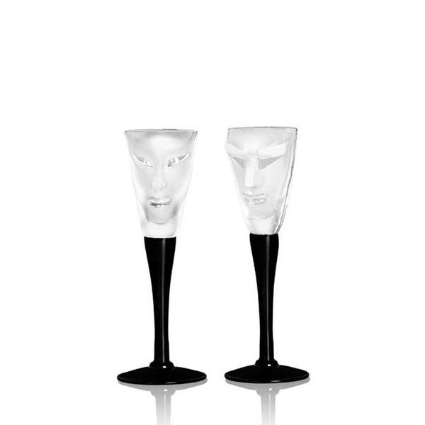 Maleras Crystal Schnaps Kubik Electra 2 Piece Set from Masque collection on a white back ground for modern interiors available at Spacio India from the Drink ware of Bar Accessories Collection.