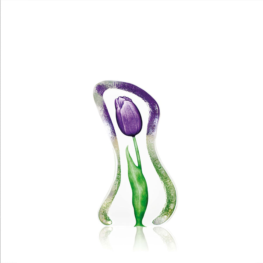 Maleras Crystal Sculpture Tulip Purple Small on a white background, available at Spacio India from the Sculptures and Art Objects Collection