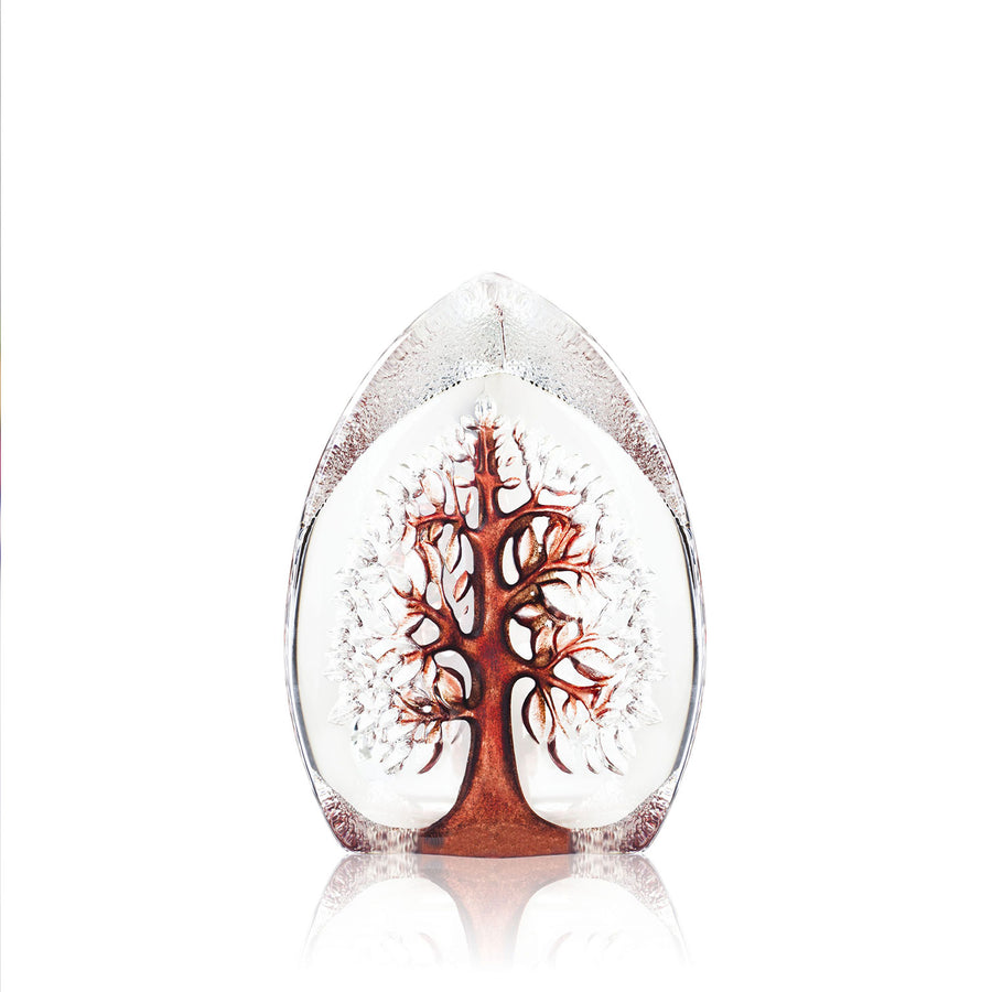 Maleras Crystal Sculpture Yggdrasil Red Large on a white background, available at Spacio India from the Sculptures and Art Objects Collection