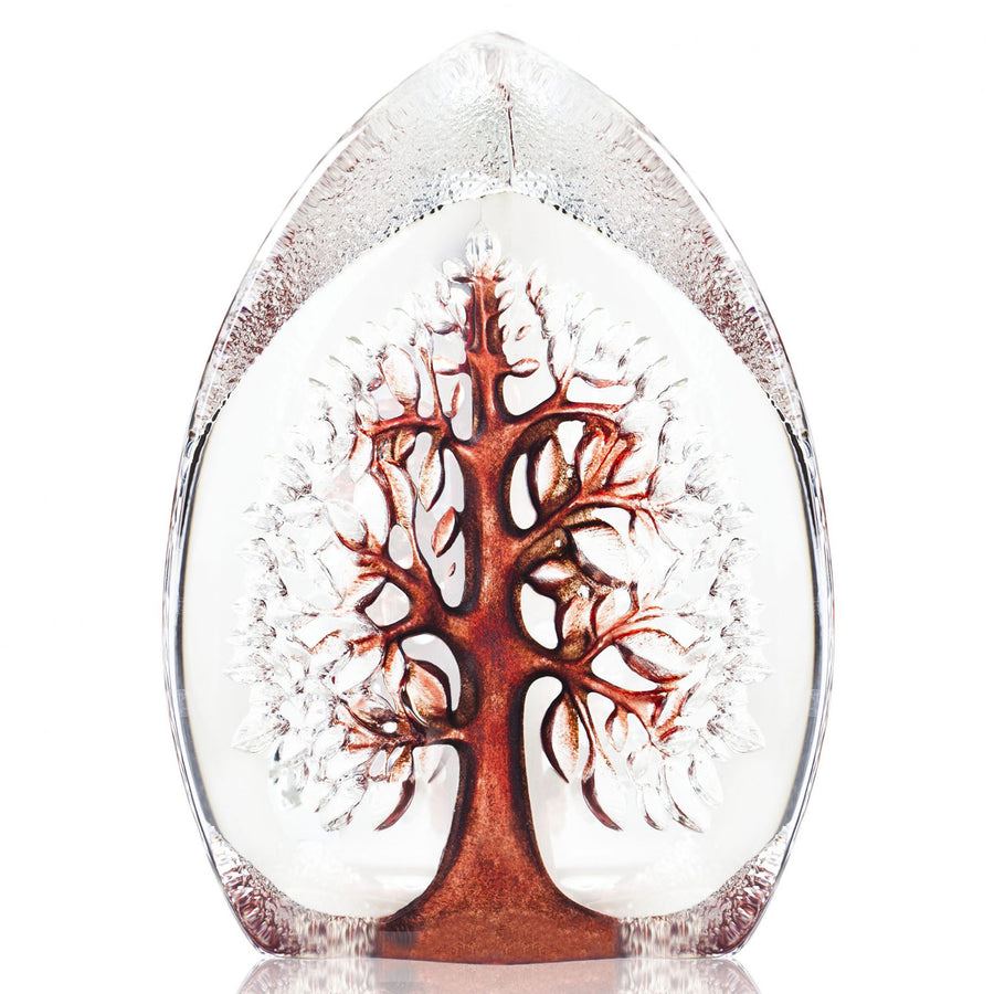 Maleras Crystal Sculpture Yggdrasil Red Large on a white back ground available at Spacio India from the Sculptures and Art Objects Collection.