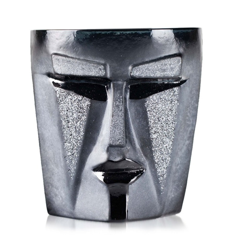 Close look of Maleras Crystal Tumbler Kubik Black from Masque collection on a white back ground for modern interiors available at Spacio India from the Drink ware of Bar Accessories Collection.