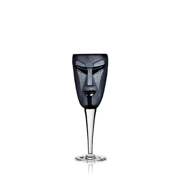 Maleras Crystal Wineglass Kubik Black from Masque collection on a white back ground for modern interiors available at Spacio India from the Drink ware of Bar Accessories Collection.