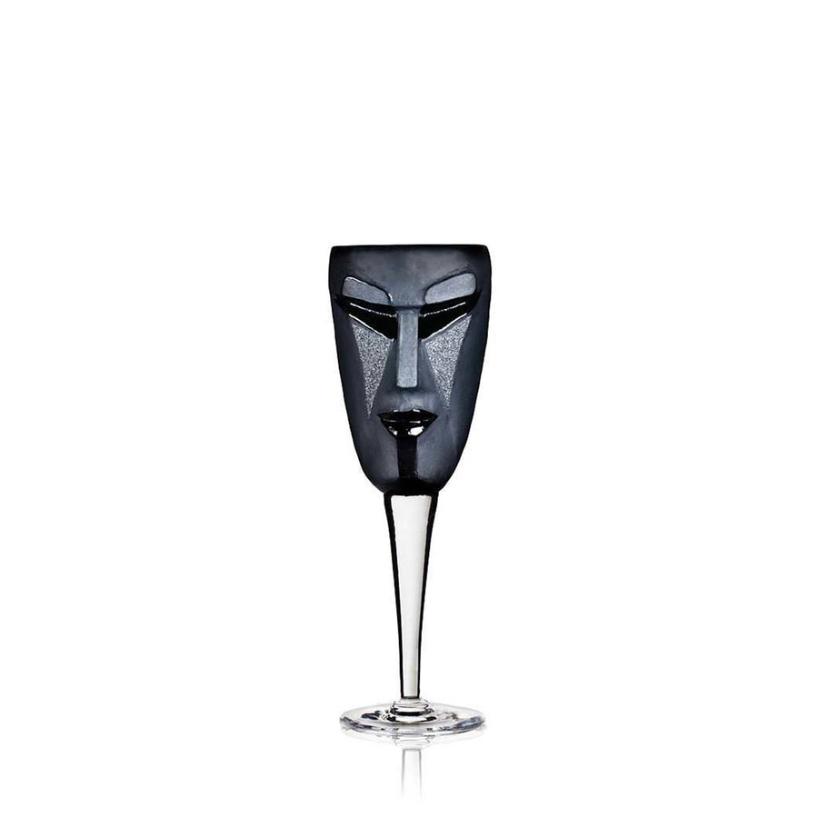 Maleras Crystal Wineglass Kubik Black from Masque collection on a white back ground for modern interiors available at Spacio India from the Drink ware of Bar Accessories Collection.