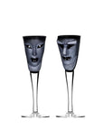 Maleras Crystal Wineglass Kubik Black with Electra Black Wineglass from Masque collection on a white back ground for modern interiors available at Spacio India from the Drink ware of Bar Accessories Collection.