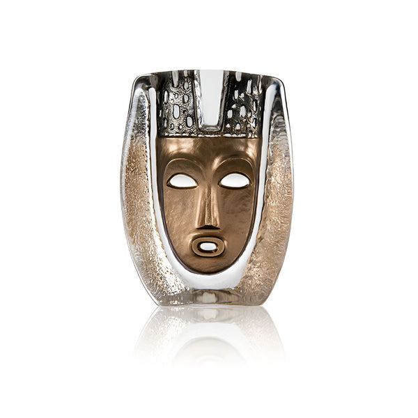 Decorative crystal mask with metallic finish on a white background