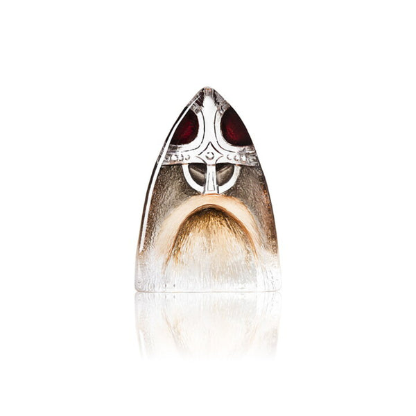 Decorative crystal sculpture of Viking from Maleras on a white background available at Spacio retail stores in Mumbai & Kolkata. 