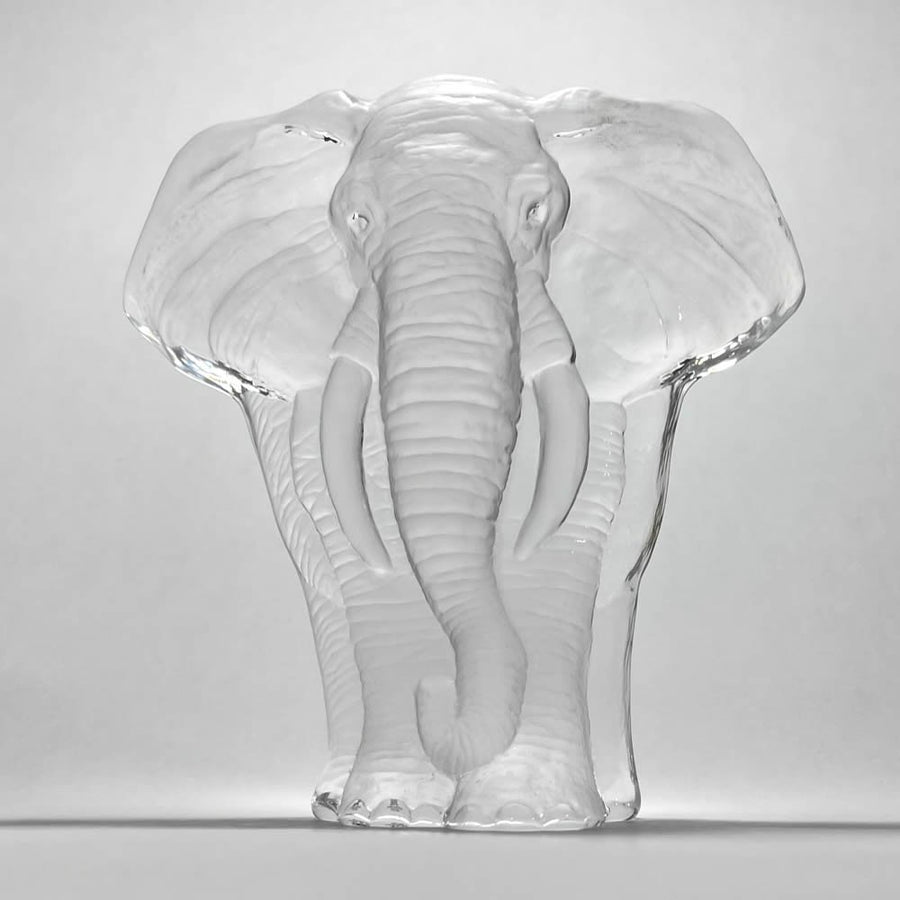 Maleras Crystal Sculpture Small Elephant on a grey back ground available at Spacio India from the Sculptures and Art Objects Collection