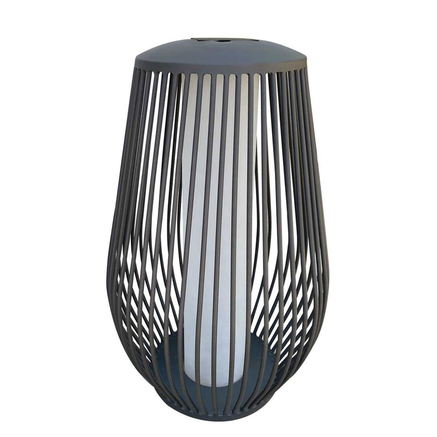 Black outdoor indoor solar lamp on a white background