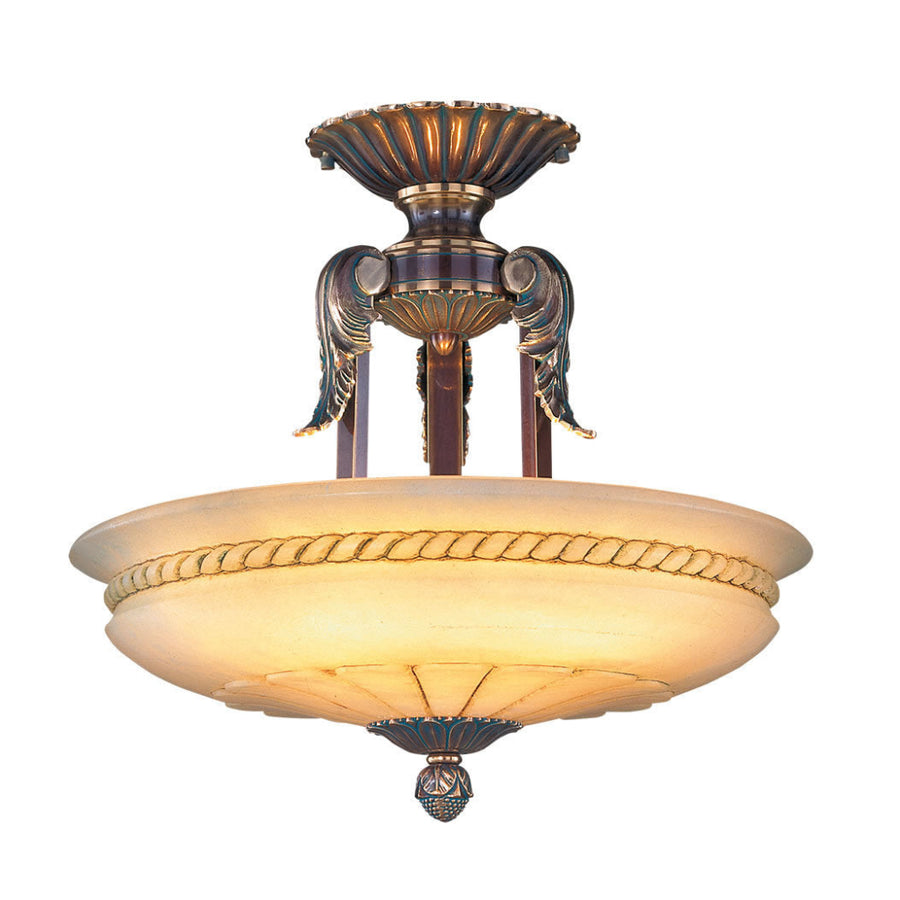 Decorative ceiling light fixture with intricate design on a white background