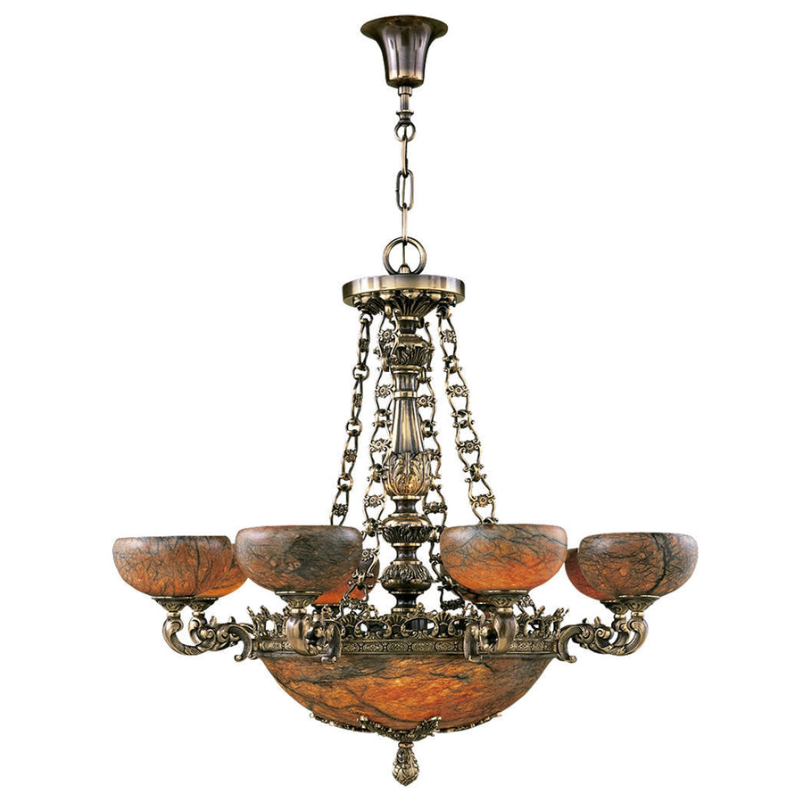 Decorative classic chandelier with brandy alabaster on a white background from Mariner available at Spacio in India. 