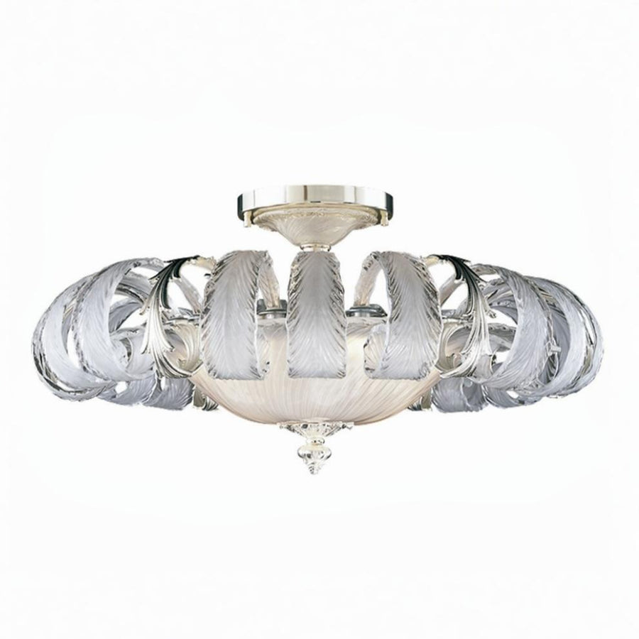 Ceiling light fixture with glass shades on a white background