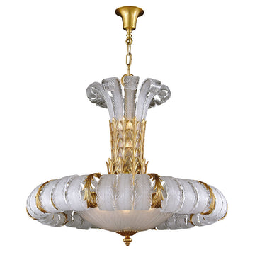 Decorative classic chandelier in bronze with on a white background by Mariner, available at Spacio’s Mumbai & Kolkata retail stores in India.