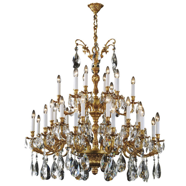 Ornate chandelier with crystal accents on a white background available at Spacio's Mumbai & Kolkata retail stores in India.