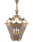 Decorative chandelier with intricate gold detailing on a white background
