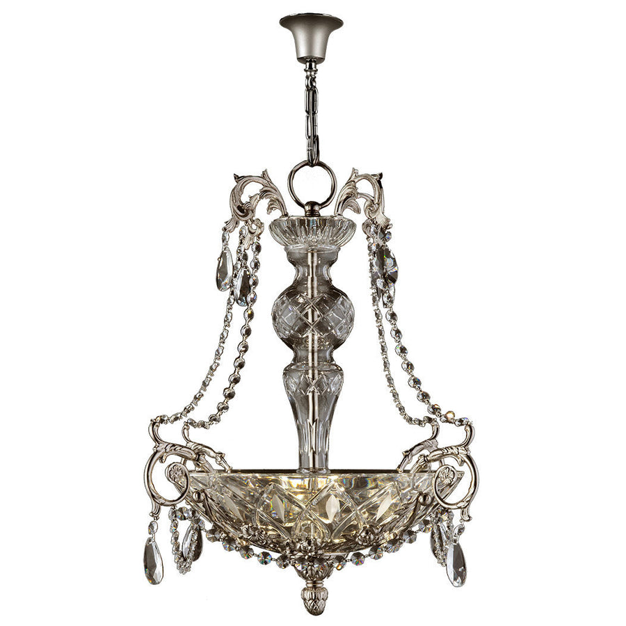 Decorative chandelier with crystal details on a white background