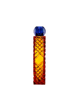 Decorative crystal vase with blue top and orange body on a white background
