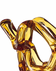 A Mario Cioni Crystal Arabesque Vase Amber with a curved shape, inspired by Arabesque designs.