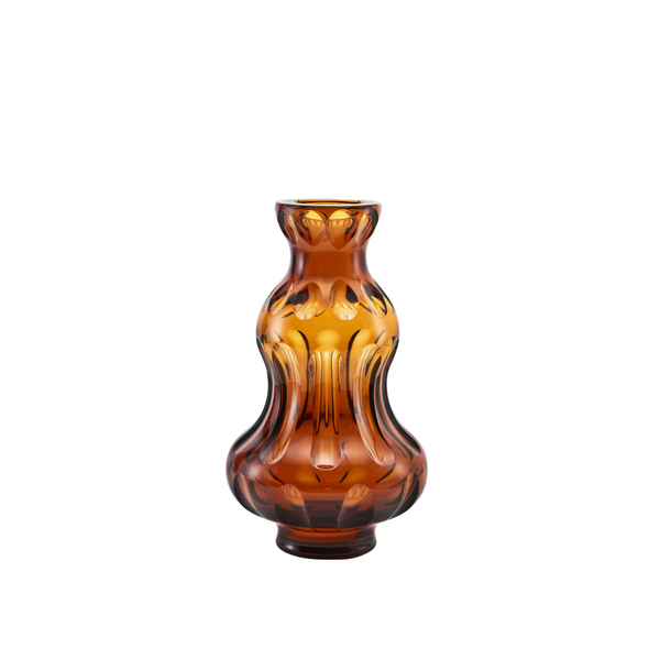 Amber crystal vase on a white background 