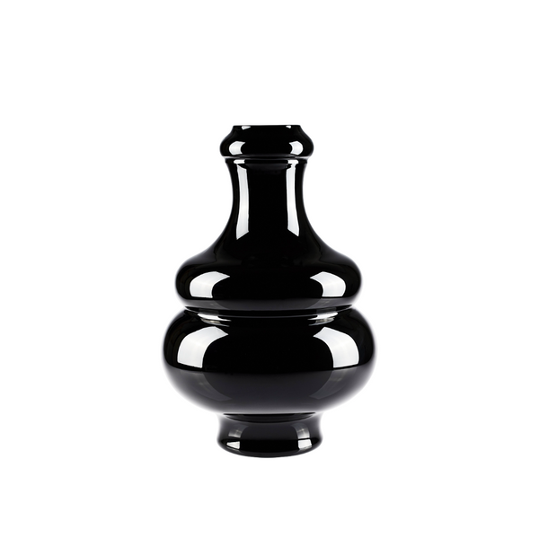 Black crystal vase on a white background