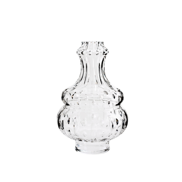 Clear glass crystal vase on a white background