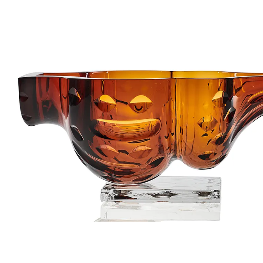 Close left look of Mario Cioni Crystal Baboda Passion Suspended Bowl on white back ground available at Spacio India for luxury home decor accessories collection of Bowls & Centerpieces.