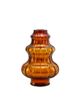 Amber crystal vase with textured design on a white background