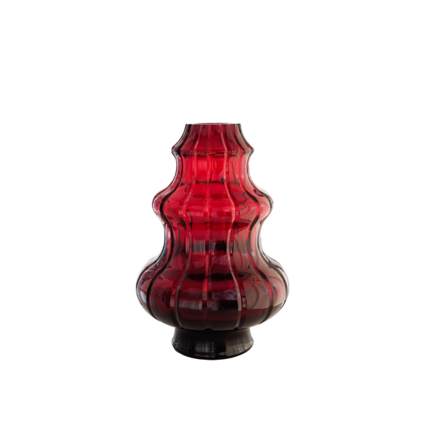 Red crystal vase on a white background