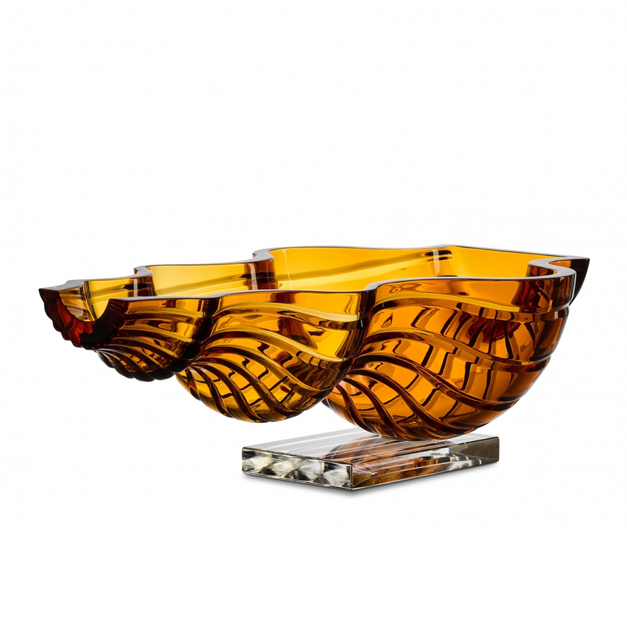 Side angle of Mario Cioni Crystal Baboda Suspended Bowl on white back ground available at Spacio India for luxury home decor accessories collection of Bowls & Centerpieces.