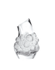 Clear crystal vase with textured design on a white background