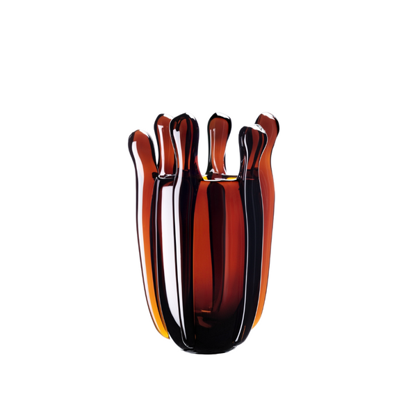Decorative crystal vase with a unique design on a white background