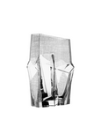Modern crystal vase with geometric design on a white background