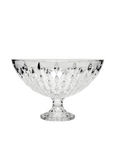 Clear crystal bowl with intricate design on a white background