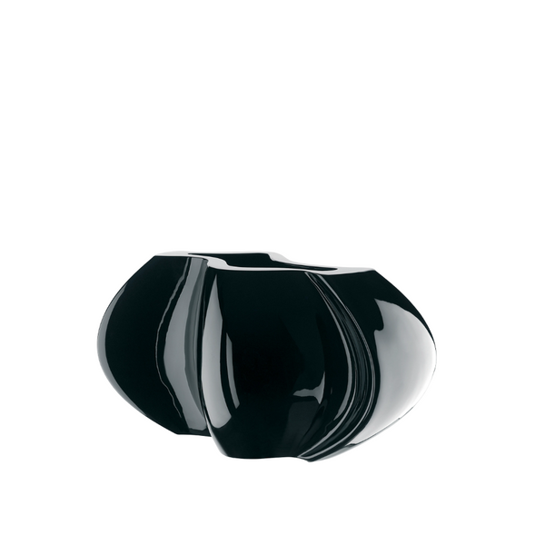 Black crystal vase on a white background
