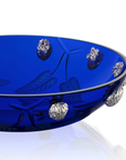 Close view of Mario Cioni Crystal Purpose Blue Bowl Nickel Walnuts by Tondo Doni on white back ground available at Spacio India for luxury home decor accessories collection of Bowls.