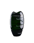 Green crystal glass vase on a white background