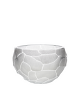 White crystal bowl with textured surface on a white background