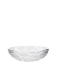 White crystal bowl with a textured pattern on a white background