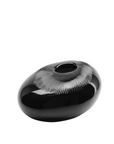Black decorative crystal centrepiece with a textured top on a white background