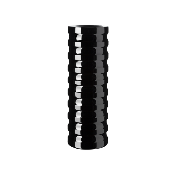 Black textured crystal vase on a white background