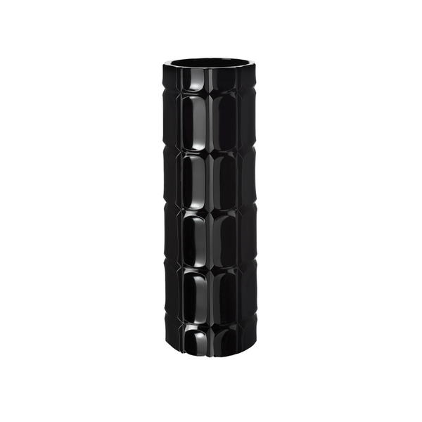 Black textured crystal vase on a white background