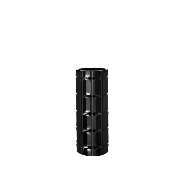 Black textured crystal vase on a white background