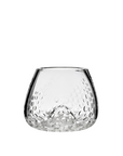 Crystal vase with textured base on a white background by Mariocioni available at Spacio in India. 